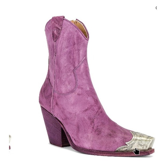 Free People Brayden Western Boot Orchid Purple Leather Metal Toe EU 376-7 NEW